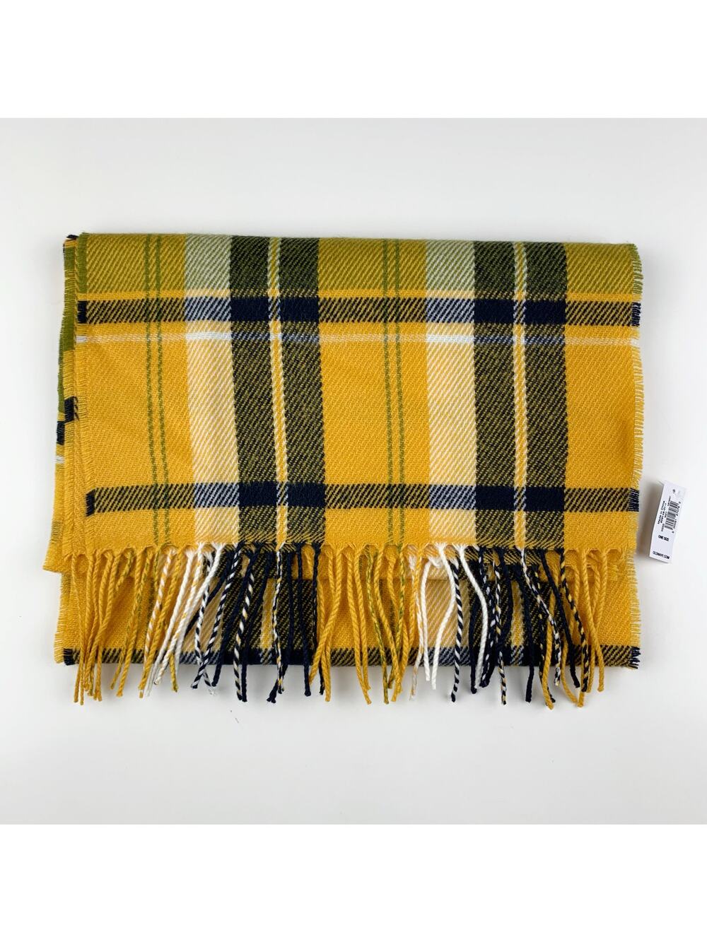 New Old Navy Scarf Yellow Plaid Flannel Fringe Clueless